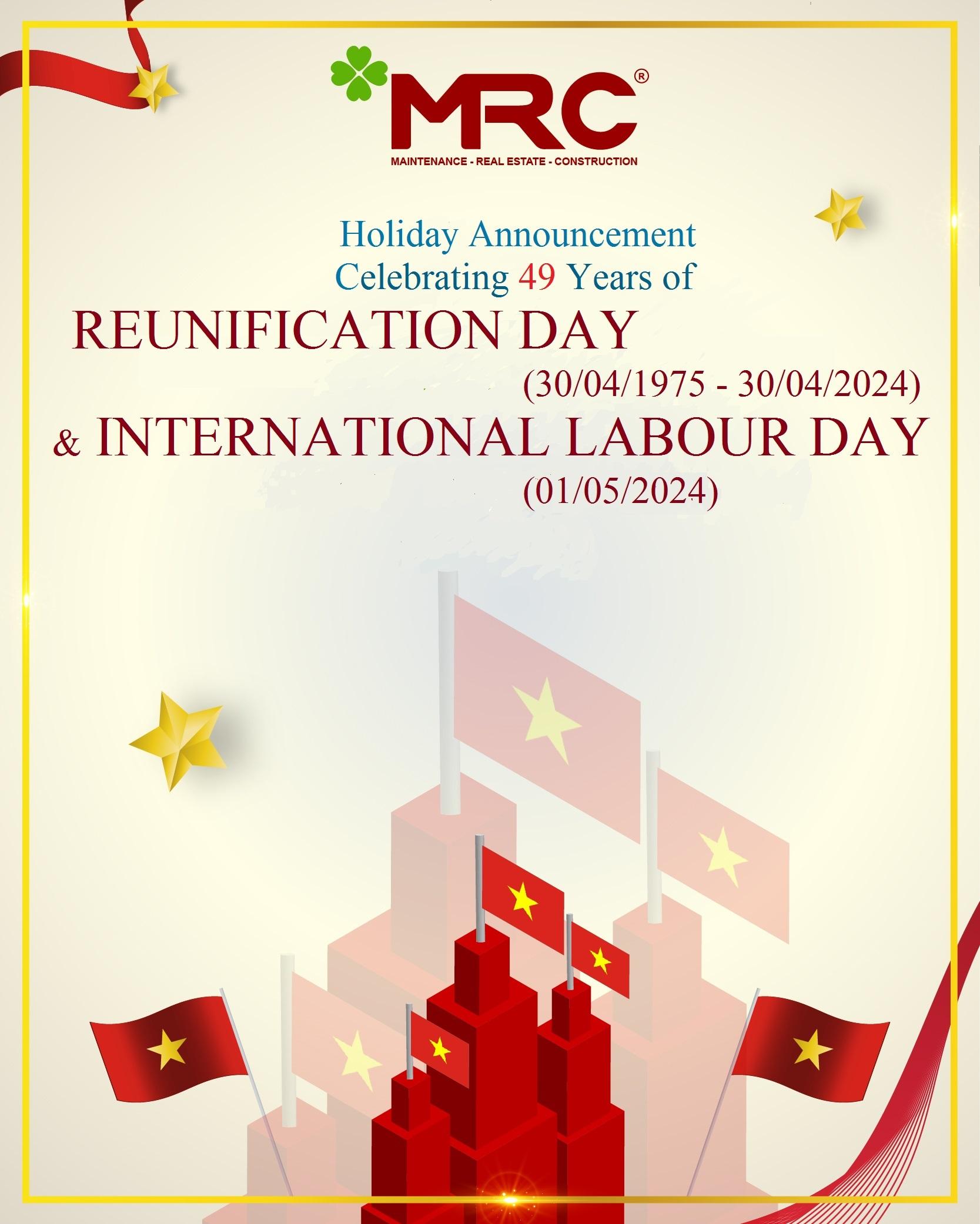 Celebrate the Country's Liberation Day & International Labor Day